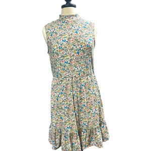 𝅺SLEEVELESS Floral Dress High Neckline Size Large